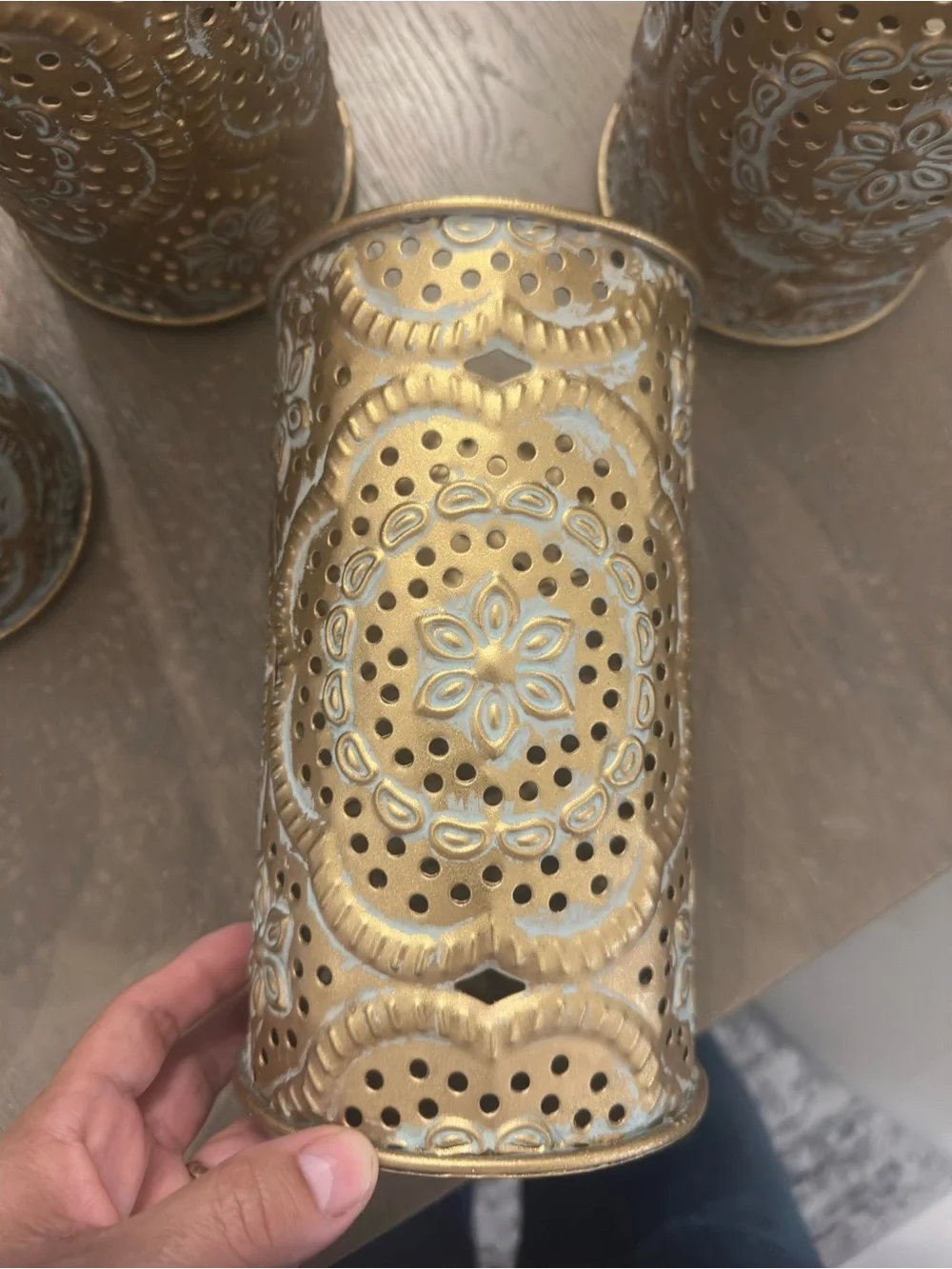 Unbranded Gold Embossed Metal Votive Candle Holders - Set of 5